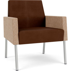 Lesro Mystic Lounge Guest Chair Silver Frame Patriot Plus Mocha Vinyl Back & Seat ML1101.SSV-02PPMO.03PPMO.04COWN