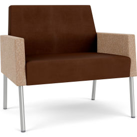 Lesro Mystic Lounge Bariatric Chair Silver Frame Patriot Plus Mocha Vinyl Back & Seat ML1401.SSV-02PPMO.03PPMO.04COWN