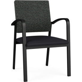 Lesro Newport Guest Chair Black Frame Connelly Crow Fabric Back Patriot Plus Black Vinyl Seat NP1101.SBK-02COCR.03PPBK
