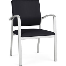 Lesro Newport Guest Chair Silver Frame Patriot Plus Black Vinyl NP1101.SSV-01PPBK