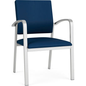 Lesro Newport Guest Chair Silver Frame Patriot Plus Imperial Blue Vinyl NP1101.SSV-01PPIB