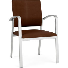 Lesro Newport Guest Chair Silver Frame Patriot Plus Mocha Vinyl NP1101.SSV-01PPMO