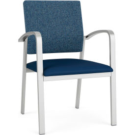 Lesro Newport Guest Chair Silver Frame Connelly Blue Jay Back Patriot Plus Imperial Blue Seat NP1101.SSV-02COBJ.03PPIB