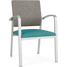 Lesro Newport Guest Chair Silver Frame Connelly Dove Back Patriot Plus Sea Vinyl Seat NP1101.SSV-02CODO.03PPSE