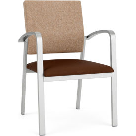 Lesro Newport Guest Chair Silver Frame Connelly Wren Back Patriot Plus Mocha Vinyl Seat NP1101.SSV-02COWN.03PPMO