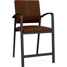 Lesro Newport Hip Guest Chair Black Frame Patriot Plus Mocha Vinyl NP1161.SBK-01PPMO
