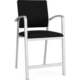 Lesro Newport Hip Guest Chair Silver Frame Open House Black Fabric NP1161.SSV-01OHBK