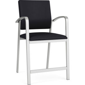 Lesro Newport Hip Guest Chair Silver Frame Patriot Plus Black Vinyl NP1161.SSV-01PPBK