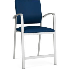 Lesro Newport Hip Guest Chair Silver Frame Patriot Plus Imperial Blue Vinyl NP1161.SSV-01PPIB