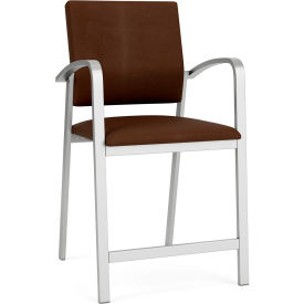 Lesro Newport Hip Guest Chair Silver Frame Patriot Plus Mocha Vinyl NP1161.SSV-01PPMO