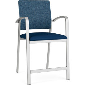 Lesro Newport Hip Guest Chair Silver Frame Connelly Blue Jay Back Patriot Plus Imperial Blue Seat NP1161.SSV-02COBJ.03PPIB