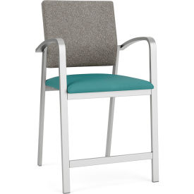 Lesro Newport Hip Guest Chair Silver Frame Connelly Dove Back Patriot Plus Sea Vinyl Seat NP1161.SSV-02CODO.03PPSE