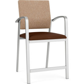 Lesro Newport Hip Guest Chair Silver Frame Connelly Wren Back Patriot Plus Mocha Vinyl Seat NP1161.SSV-02COWN.03PPMO