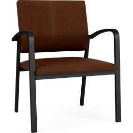 Lesro Newport Wide Guest Chair Black Frame Patriot Plus Mocha Vinyl NP1201.SBK-01PPMO