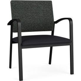 Lesro Newport Wide Guest Chair Black Frame Connelly Crow Fabric Back Patriot Plus Black Seat NP1201.SBK-02COCR.03PPBK