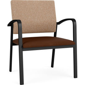 Lesro Newport Wide Guest Chair Black Frame Connelly Wren Back Patriot Plus Mocha Vinyl Seat NP1201.SBK-02COWN.03PPMO