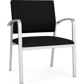 Lesro Newport Wide Guest Chair Silver Frame Open House Black Fabric NP1201.SSV-01OHBK