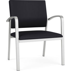 Lesro Newport Wide Guest Chair Silver Frame Patriot Plus Black Vinyl NP1201.SSV-01PPBK