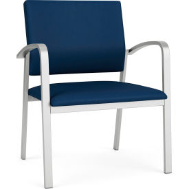 Lesro Newport Wide Guest Chair Silver Frame Patriot Plus Imperial Blue Vinyl NP1201.SSV-01PPIB