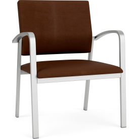Lesro Newport Wide Guest Chair Silver Frame Patriot Plus Mocha Vinyl NP1201.SSV-01PPMO