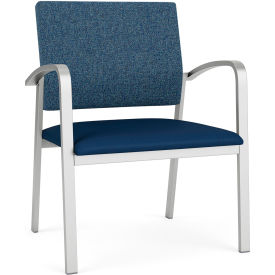 Lesro Newport Wide Guest Chair Silver Frame Connelly Blue Jay BackPatriot Plus Imperial Blue Seat NP1201.SSV-02COBJ.03PPIB
