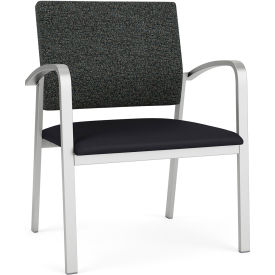 Lesro Newport Wide Guest Chair Silver Frame Connelly Crow Fabric Back Patriot Plus Black Seat NP1201.SSV-02COCR.03PPBK