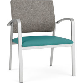 Lesro Newport Wide Guest Chair Silver Frame Connelly Dove Back Patriot Plus Sea Vinyl Seat NP1201.SSV-02CODO.03PPSE