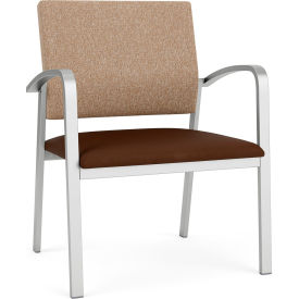 Lesro Newport Wide Guest Chair Silver Frame Connelly Wren Back Patriot Plus Mocha Vinyl Seat NP1201.SSV-02COWN.03PPMO