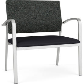 Lesro Newport Bariatric Chair Silver Frame Connelly Crow Fabric BackPatriot Plus Black Vinyl Seat NP1401.SSV-02COCR.03PPBK