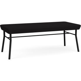 Lesro Chat 2 Seat Rectangular Reception Bench Black Frame Open House Black Fabric CX2001.SBK-01OHBK