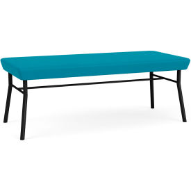 Lesro Chat 2 Seat Rectangular Reception Bench Black Frame Open House Waterfall Fabric CX2001.SBK-01OHWF