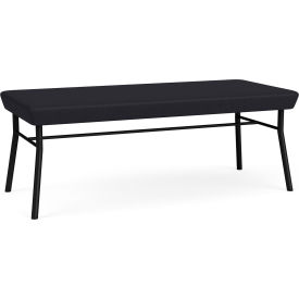 Lesro Chat 2 Seat Rectangular Reception Bench Black Frame Patriot Plus Black Vinyl CX2001.SBK-01PPBK