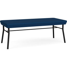 Lesro Chat 2 Seat Rectangular Reception Bench Black Frame Patriot Plus Imperial Blue Vinyl CX2001.SBK-01PPIB