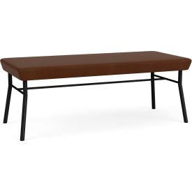 Lesro Chat 2 Seat Rectangular Reception Bench Black Frame Patriot Plus Mocha Vinyl CX2001.SBK-01PPMO