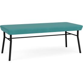 Lesro Chat 2 Seat Rectangular Reception Bench Black Frame Patriot Plus Sea Vinyl CX2001.SBK-01PPSE