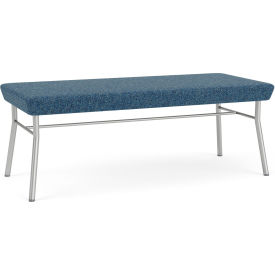 Lesro Chat 2 Seat Rectangular Reception Bench Silver Frame Connelly Blue Jay Fabric CX2001.SSV-01COBJ