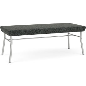 Lesro Chat 2 Seat Rectangular Reception Bench Silver Frame Connelly Crow Fabric CX2001.SSV-01COCR