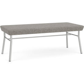 Lesro Chat 2 Seat Rectangular Reception Bench Silver Frame Connelly Dove Fabric CX2001.SSV-01CODO