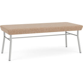 Lesro Chat 2 Seat Rectangular Reception Bench Silver Frame Connelly Wren Fabric CX2001.SSV-01COWN
