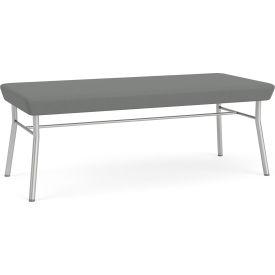 Lesro Chat 2 Seat Rectangular Reception Bench Silver Frame Open House Asteroid Fabric CX2001.SSV-01OHAS