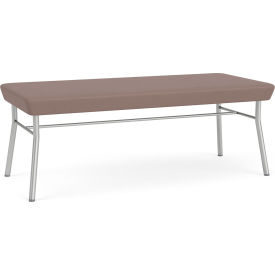 Lesro Chat 2 Seat Rectangular Reception Bench Silver Frame Open House Goose Fabric CX2001.SSV-01OHGS