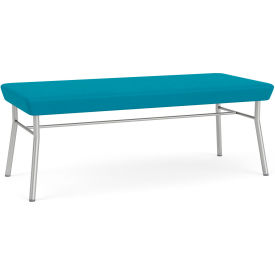 Lesro Chat 2 Seat Rectangular Reception Bench Silver Frame Open House Waterfall Fabric CX2001.SSV-01OHWF