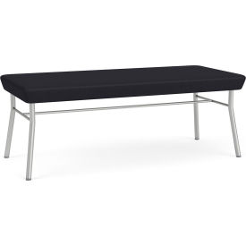 Lesro Chat 2 Seat Rectangular Reception Bench Silver Frame Patriot Plus Black Vinyl CX2001.SSV-01PPBK