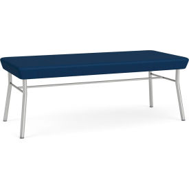 Lesro Chat 2 Seat Rectangular Reception Bench Silver Frame Patriot Plus Imperial Blue Vinyl CX2001.SSV-01PPIB