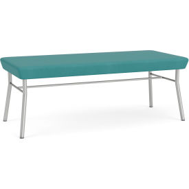 Lesro Chat 2 Seat Rectangular Reception Bench Silver Frame Patriot Plus Sea Vinyl CX2001.SSV-01PPSE