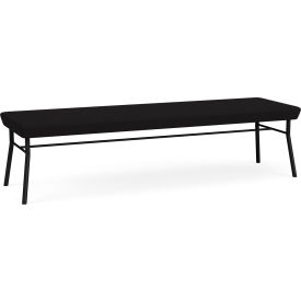 Lesro Chat 3 Seat Rectangular Reception Bench Black Frame Open House Black Fabric CX3001.SBK-01OHBK