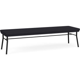 Lesro Chat 3 Seat Rectangular Reception Bench Black Frame Patriot Plus Black Vinyl CX3001.SBK-01PPBK