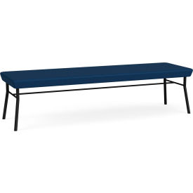 Lesro Chat 3 Seat Rectangular Reception Bench Black Frame Patriot Plus Imperial Blue Vinyl CX3001.SBK-01PPIB