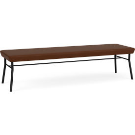 Lesro Chat 3 Seat Rectangular Reception Bench Black Frame Patriot Plus Mocha Vinyl CX3001.SBK-01PPMO