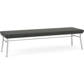 Lesro Chat 3 Seat Rectangular Reception Bench Silver Frame Connelly Crow Fabric CX3001.SSV-01COCR